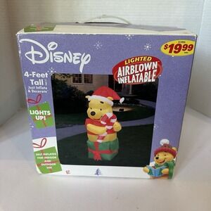 Disney Airblown Inflatable Pooh 4 Ft Christmas Lights Up Gemmy‎ 2004 EUC Rare
